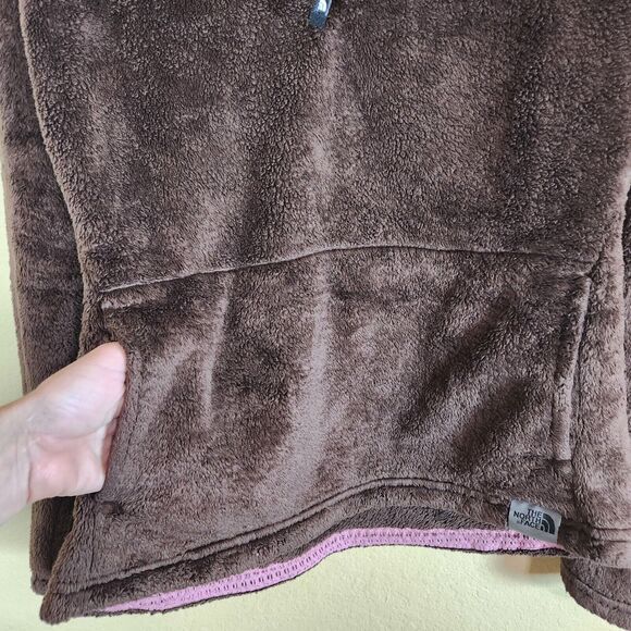 North Face Jacket Womens Large brown pink‎ 1/4 Zip Sherpa Texture Fleece Fuzzy - Picture 7 of 12